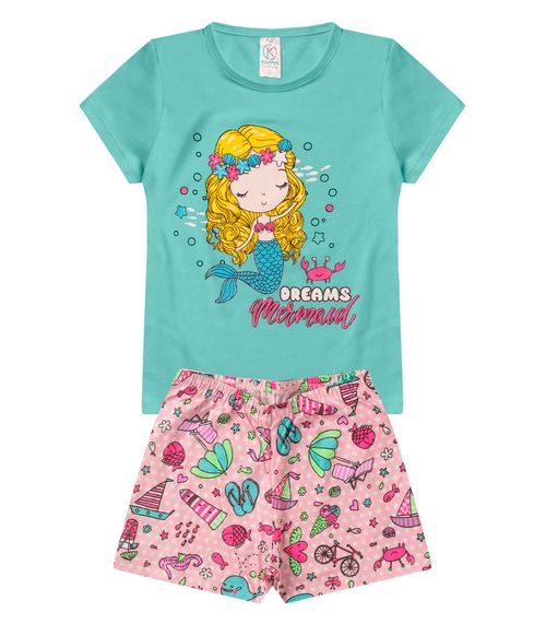 Pijama Infantil Menina Brilha no Escuro Kappes Azul