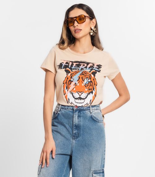 Blusa T-Shirt Feminina Estampada Select Bege