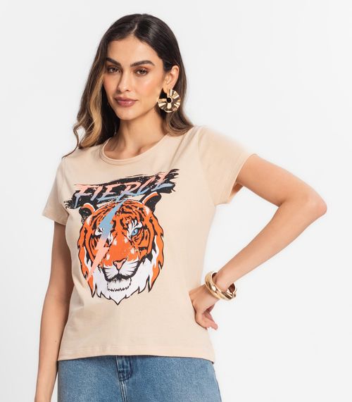 Blusa T-Shirt Feminina Estampada Select Bege
