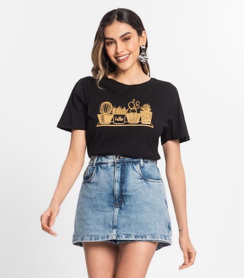 Blusa T-Shirt Feminina Estampada Select Preto