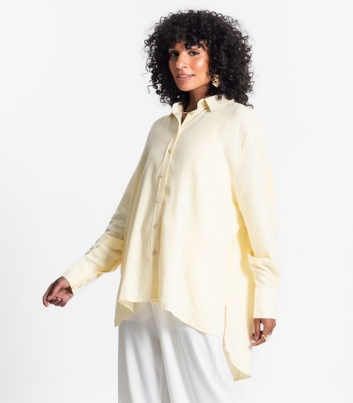 Camisa Feminina Oversized Manga Longa Select Amarelo