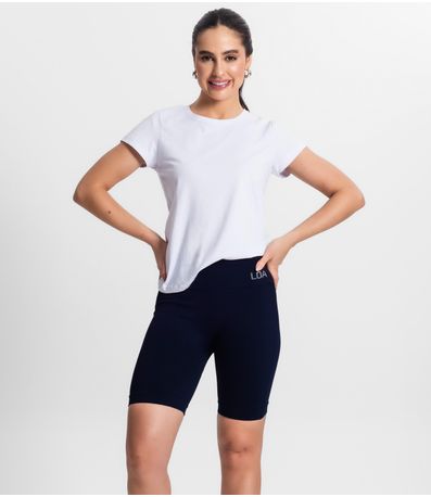 Bermuda Feminina Fitness Poliamida Seamless Loa Azul