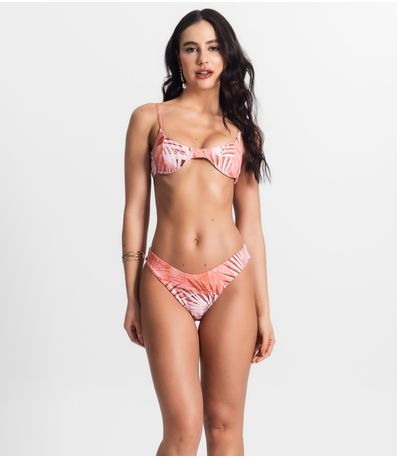 Conjunto Biquíni Estampado Com Aro Bela Gaia Laranja