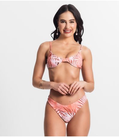 Conjunto Biquíni Estampado Com Aro Bela Gaia Laranja