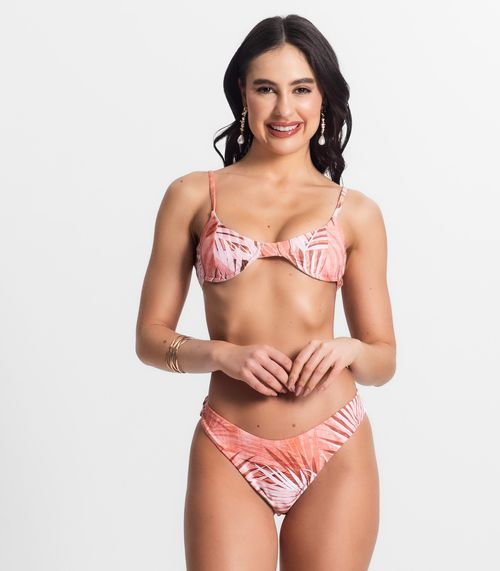 Conjunto Biquíni Estampado Com Aro Bela Gaia Laranja