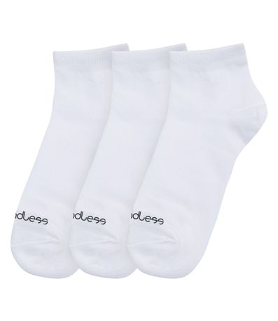 Kit 3 Pares De Meias Cano Curto Adulto Endless Branco
