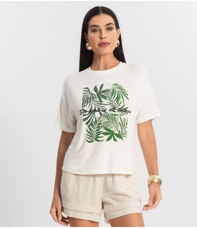 Blusa Feminina Manga Curta Endless Bege