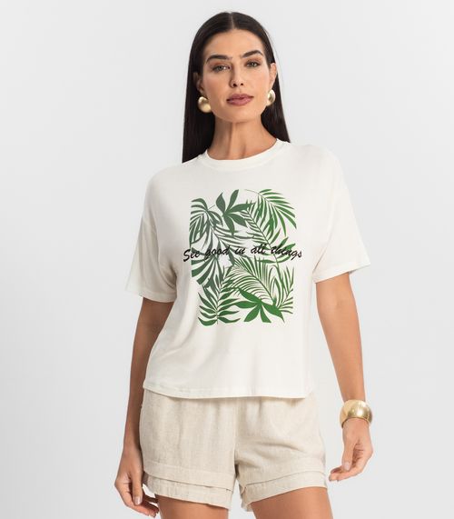 Blusa Feminina Manga Curta Endless Bege