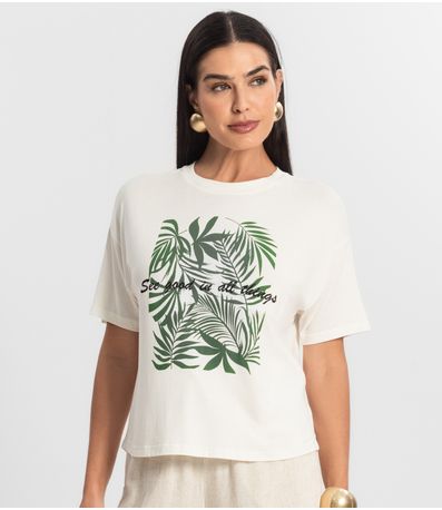Blusa Feminina Manga Curta Endless Bege