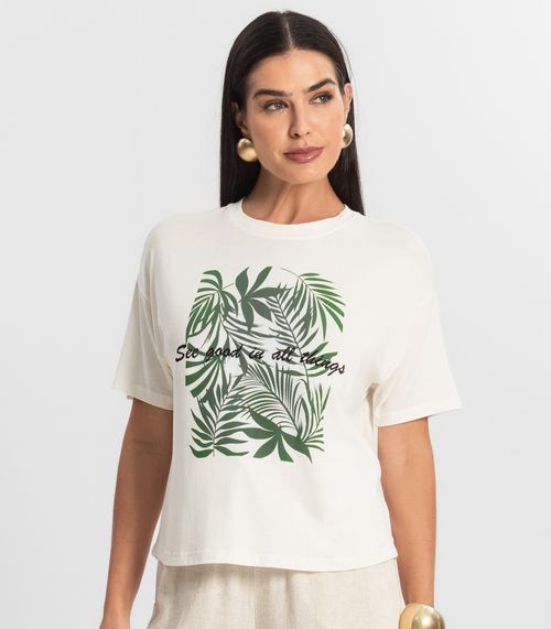 Blusa Feminina Manga Curta Endless Bege
