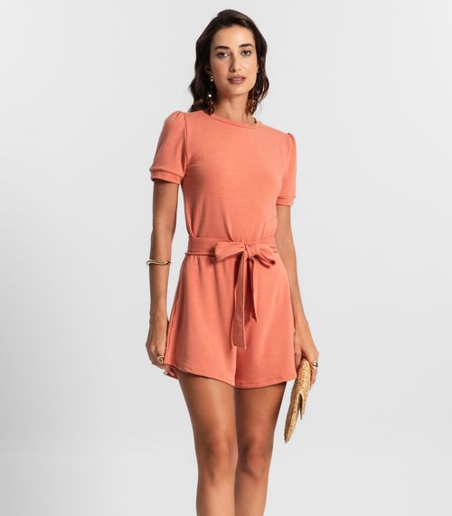 Conjunto Feminino Shorts E Blusa Molecotton KO Laranja