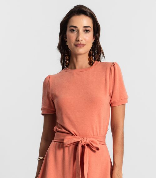 Conjunto Feminino Shorts E Blusa Molecotton KO Laranja