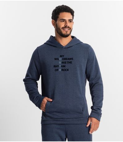 Blusão Masculino Moletom Com Capuz Diametro Azul