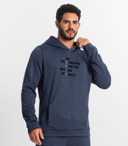Blusão Masculino Moletom Com Capuz Diametro Azul