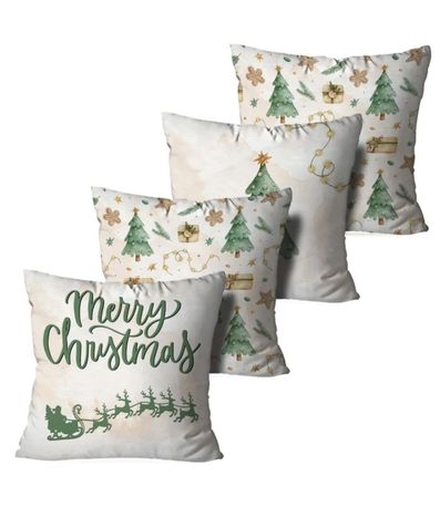 Kit 4 Capas Para Almofada De Natal Wevans Verde