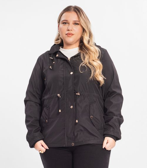 Parka Feminina Plus Size Peluciada Sea Surf Preto