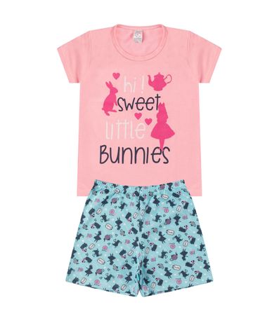 Pijama Juvenil Menina Brilha no Escuro Kappes Rosa