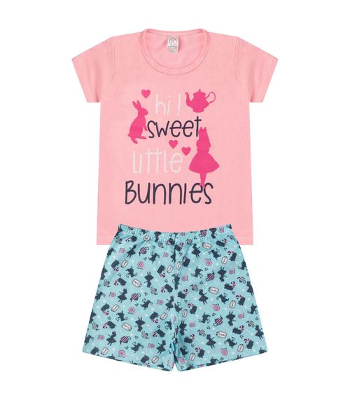 Pijama Juvenil Menina Brilha no Escuro Kappes Rosa