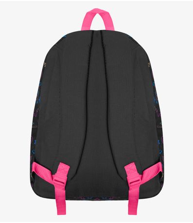 Mochila Feminina Escolar Estampada Clio Preto