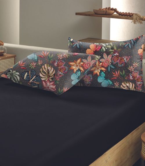 Jogo De Cama Queen Toque Acetinado Altenburg Preto