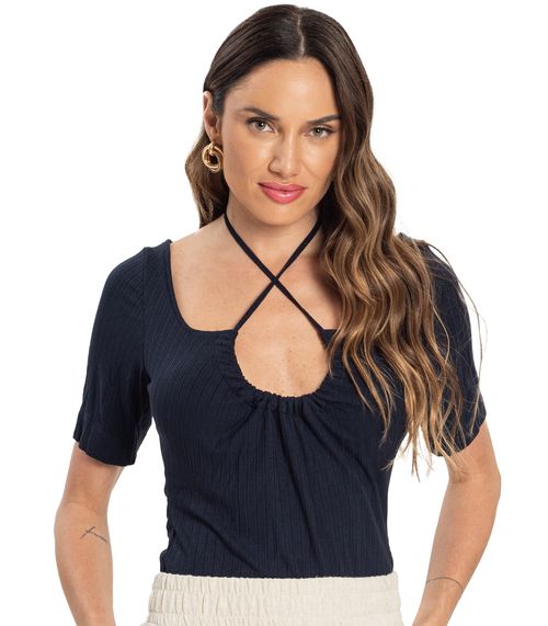 Blusa Feminina Com Amarração Endless Azul