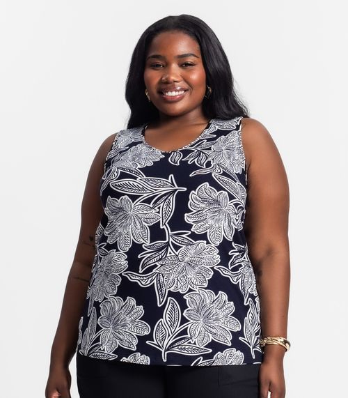 Regata Estampada Plus Size Secret Glam Preto