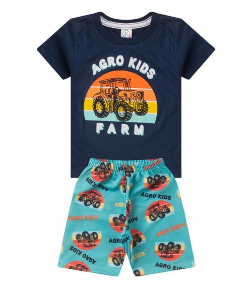 Conjunto Menino Meia Malha Estampado Kappes Azul