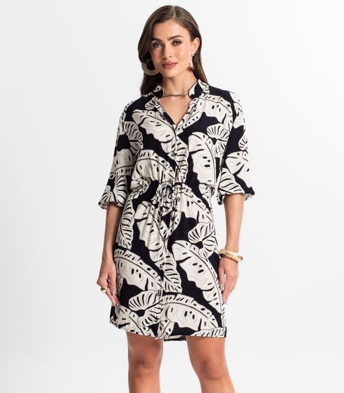 Vestido Chemise Estampado Endless Preto