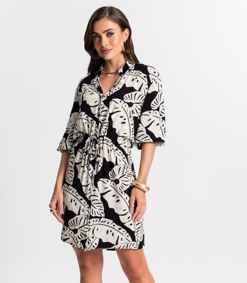Vestido Chemise Estampado Endless Preto