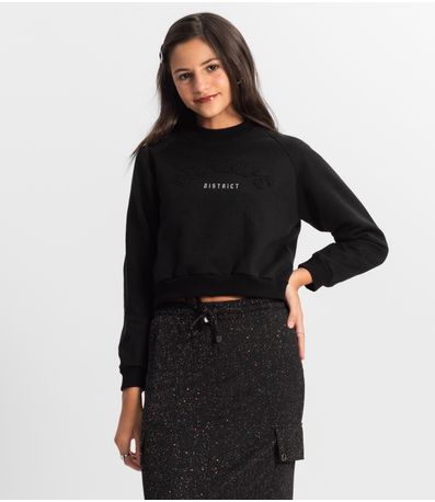 Blusão Juvenil Feminino Em Moletom Minty Preto