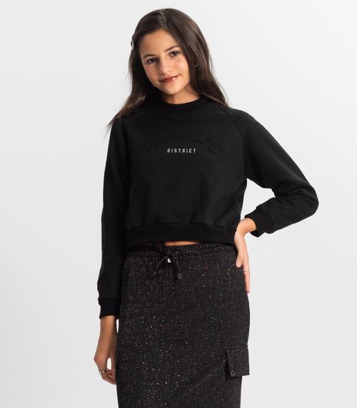 Blusão Juvenil Feminino Em Moletom Minty Preto