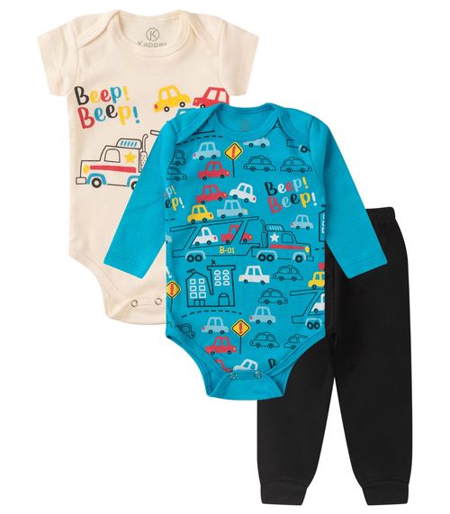 Kit Body Infantil Longo 3 Peças Kappes Azul