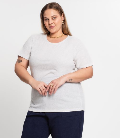 Blusa Ribana de Linho Plus Size Feminina KO Bege
