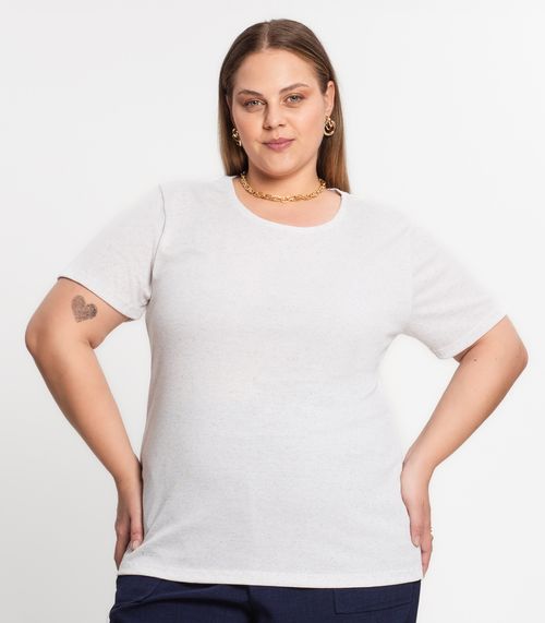 Blusa Ribana de Linho Plus Size Feminina KO Bege
