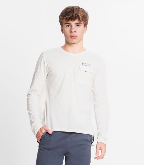 Camiseta Juvenil Manga Longa Em Meia Malha Minty Bege