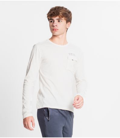 Camiseta Juvenil Manga Longa Em Meia Malha Minty Bege