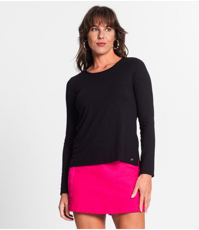 Blusa Feminina Canelada Manga Longa Endless Preto
