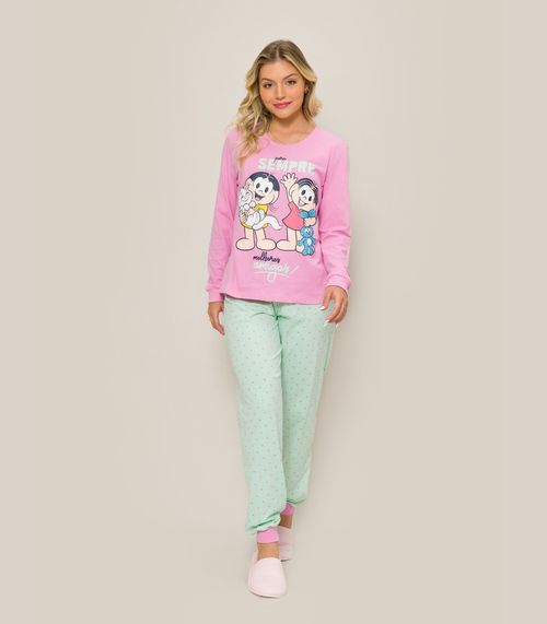 Pijama Manga Longa Turma Da Monica Evanilda Rosa