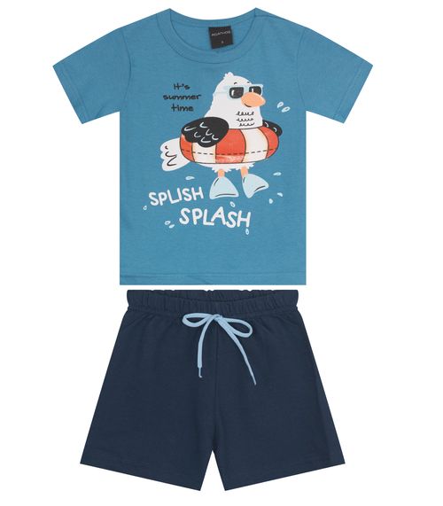 Conjunto Infantil Menino Com Camiseta Agathos Azul