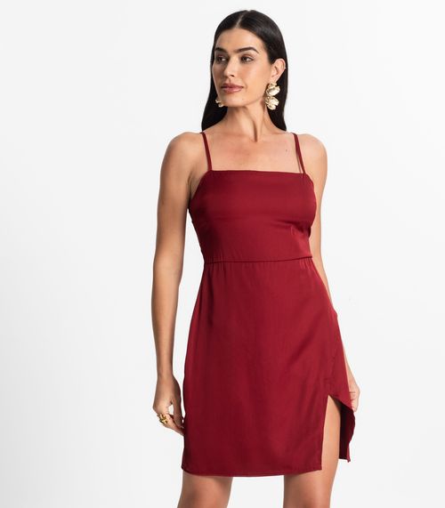 Vestido Feminino Curto Alcinha Com Fenda Style Box Vermelho