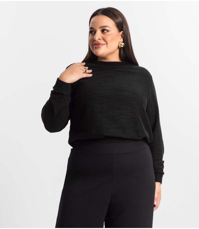 Blusão Feminino Plus Size Secret Glam Preto