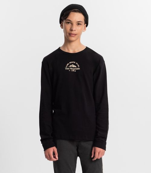 Camiseta Juvenil Manga Longa Masculina Minty Preto