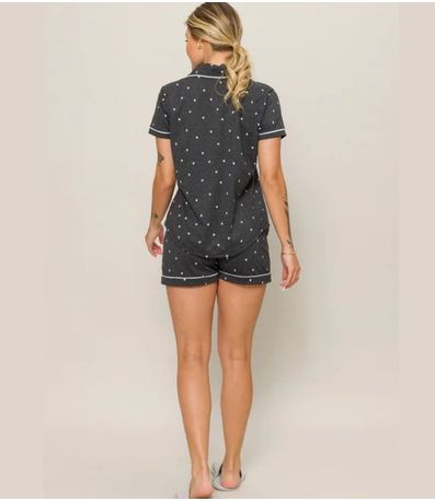Pijama Feminino Americano Manga Curta Evanilda Preto