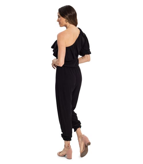Macacão Manga Única Viscose Sarjada Endless Preto