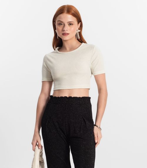 Blusa Juvenil Feminina Em Lurex Minty Bege