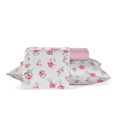 Jogo De Cama Ternura Solteiro 3 Peças Teka Rosa