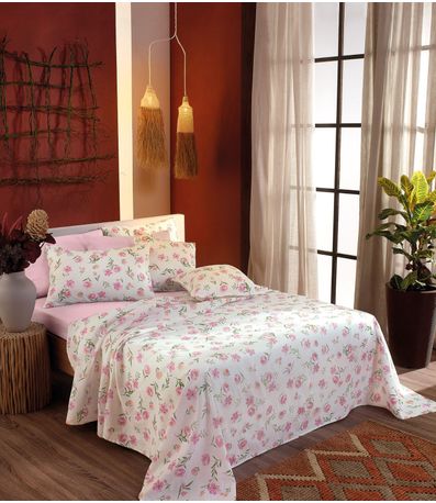 Jogo De Cama Ternura Solteiro 3 Peças Teka Rosa