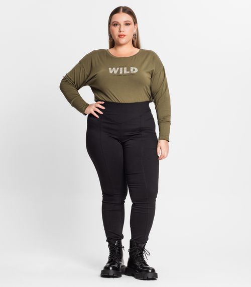 Blusa Manga Longa Feminina Plus Size Secret Glam Verde