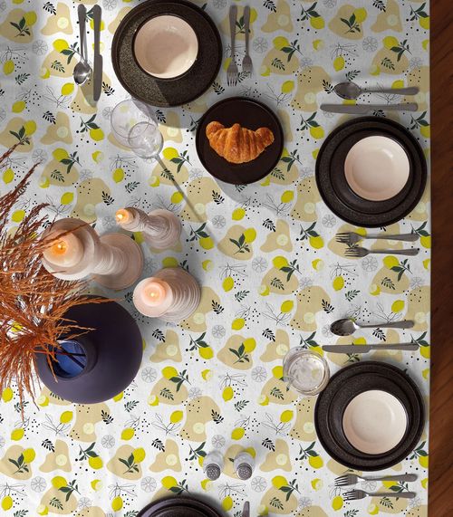 Toalha De Mesa Retangular 8 Lugares Teka Amarelo