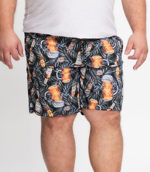Bermuda Microfibra Elastano Estampada Nellonda Preto